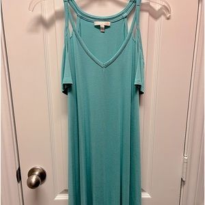 NEW GB green summer cold shoulder midi dress, size xsmall